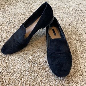 Black suede loafers